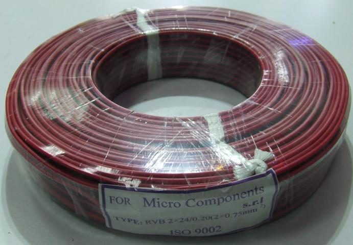 CAVO ROSSO E NERO BIPOLARE SEZIONE 2 X 0,75mm 100MT