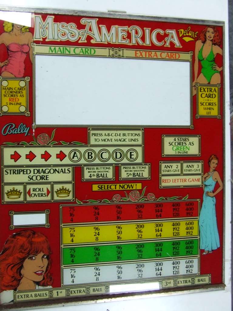 MISS AMERICA BINGO VETRO ANNI 1970 RICAMBIO