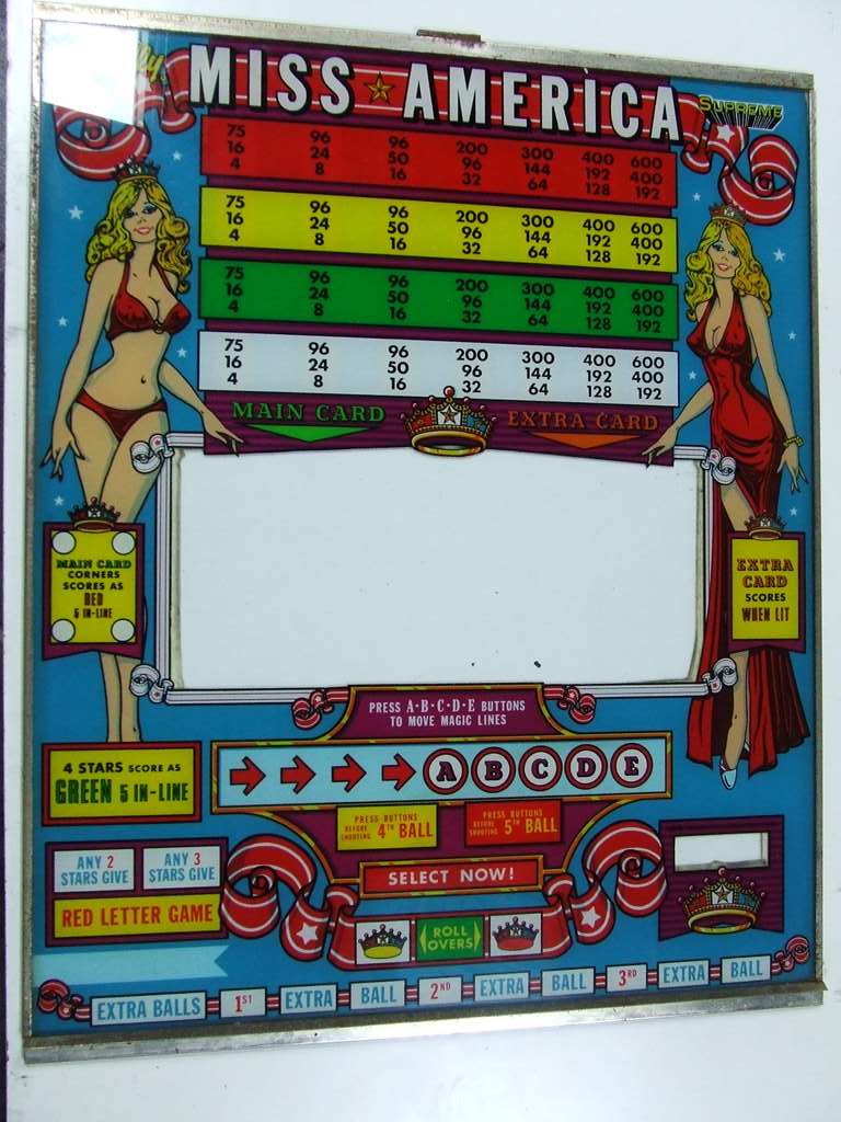 MISS AMERICA BINGO VETRO ANNI 1970 RICAMBIO MISS AMERICA BINGO VETRO ANNI 1970 RICAMBIO
