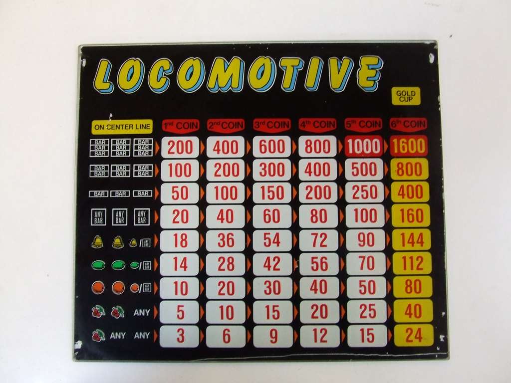 LOCOMOTIVE VETRO DELLA GOLD CUP SLOT MACHINE NERO LOCOMOTIVE VETRO DELLA GOLD CUP SLOT MACHINE NERO