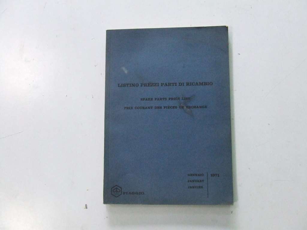 PIAGGIO LISTINO PREZZI PARTI DI RICAMBIO GENNAIO 1971